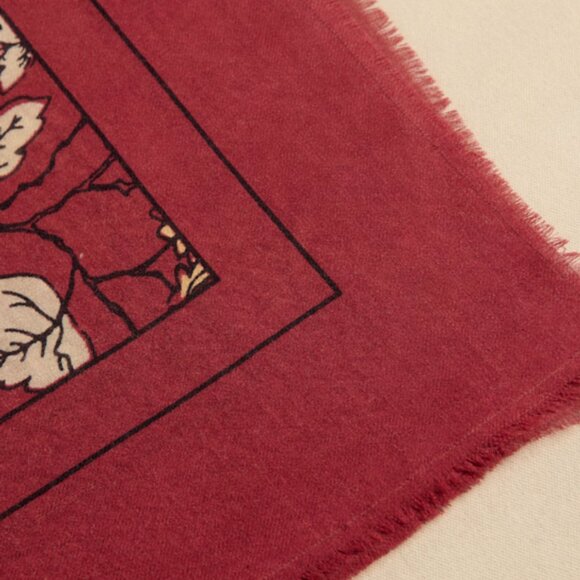 Sézane x Antoinette Poisson NWT Pio Scarf in Burgundy with Birds Print - Picture 4 of 7